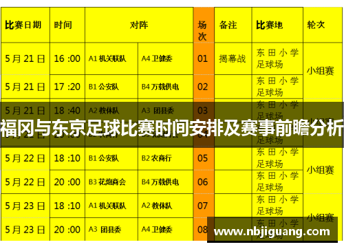 福冈与东京足球比赛时间安排及赛事前瞻分析